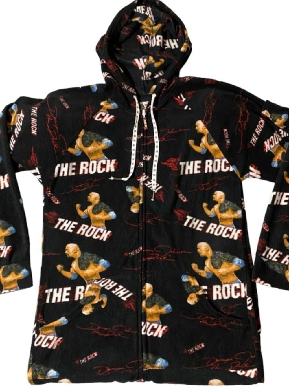 WWE The Rock Jumpin Jammerz Footed Fleece Onesie Pajamas Mens S Dwayne Johnson - Picture 2 of 11